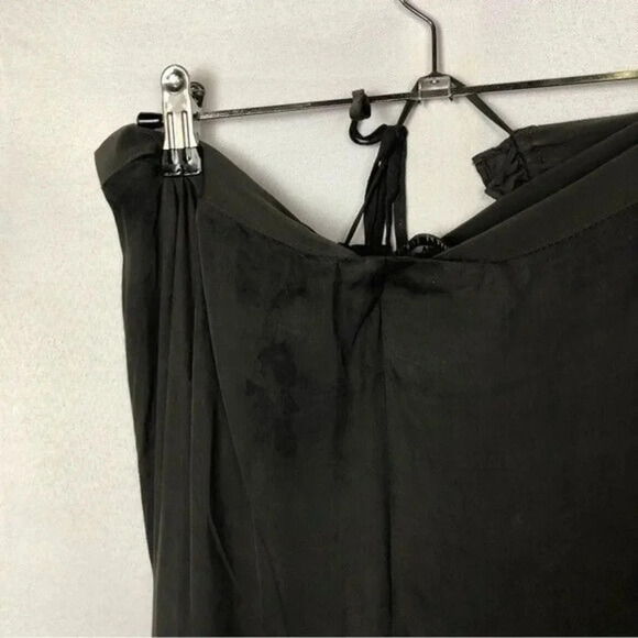 AllSaints Cancity Epiphany Dark Brown Satin Japanese Cloth Halter Midi Dress 0 - Picture 6 of 6